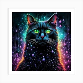 Black Cat With Green Eyes Art Print