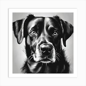 Dog black and with Art Print