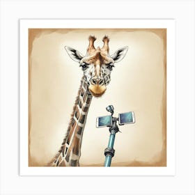 Giraffe Selfie 2 Art Print