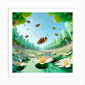 Bees In The Forest 2 Art Print