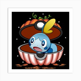 Sobble In Pumpkin Ball - Pokemon Halloween Art Print