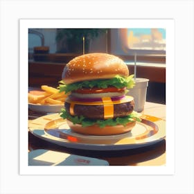 Burger On A Plate 69 Art Print