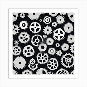 Gears On Black Background 1 Art Print