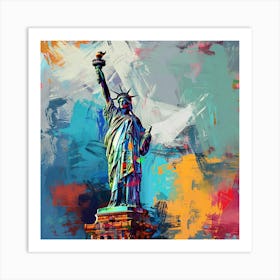 Statue Of Liberty Oil Painting 2 Art Print