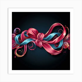 Vector Decorative Ornamental Ribbon Bow Curled Twisted Elegant Delicate Stylish Adorned F (3) Art Print