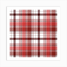 Red Abstract Check Textile Seamless Pattern Art Print