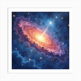 Vibrant Cosmic Watercolor With Gentle Star Light 1 Art Print