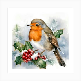 Robin In Winter Art Print