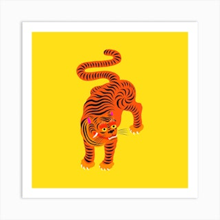 Tiger Yellow Square Art Print