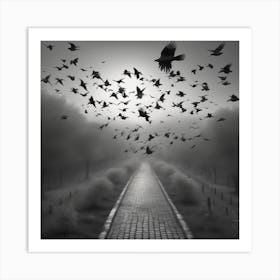 Crows In Flight Art Print