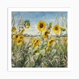 Summer Sunflowers In Aston Field 1 Art Print