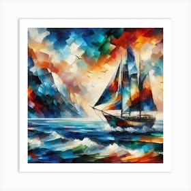 Sailboat, Abstract 2 Art Print