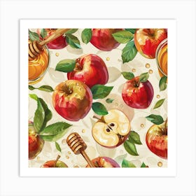 Honey And Apples Seamless Pattern Art Print