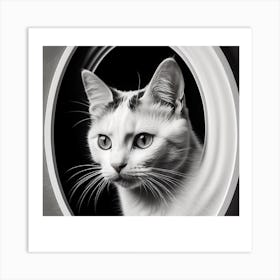 Cat In A Round Frame Art Print