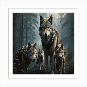 Family Of Wolves Art Print