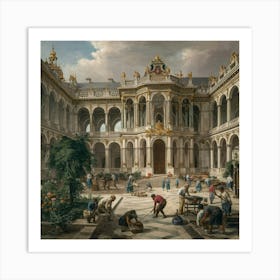 Courtyard Of The Palace Of Versailles Art Print