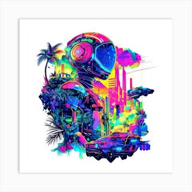 Futuristic City. Generated AI. Wall Art Print Art Print