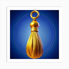 A Gold Tassel On A Blue Background Art Print