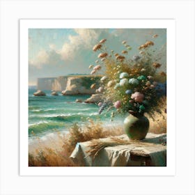 Flowers By The Sea Art Print Art Print