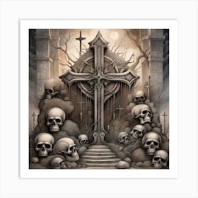 Gothic Skulls 1 Art Print