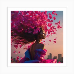 Girl In A Pink Dress Art Print