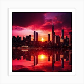 Sunset In New York City Art Print