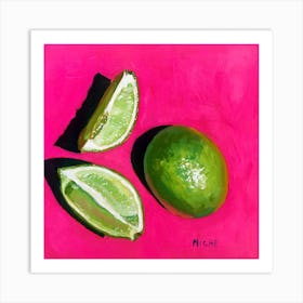 Limes On Pink Art Print