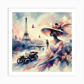 Abstract Art French woman in Paris 7 Art Print