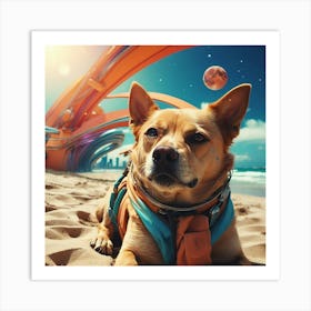 Dog In Space 2 Art Print