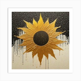 Golden Sun flower Art Print