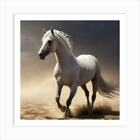 White Horse In The Desert 1 Art Print