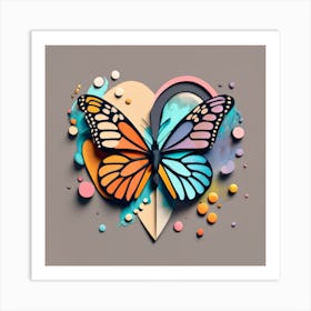 Butterfly In A Heart Art Print