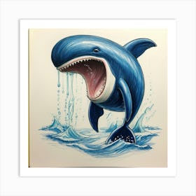 Whale Drawing Art Print