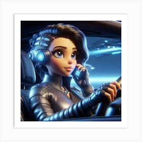 Girl In A Car Art Print