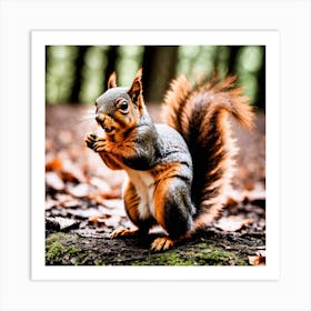 Squirrel In The Woods 27 Art Print