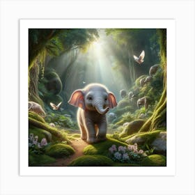 Elephant In The Forest 3 Art Print