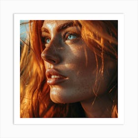 Portrait Of A Woman With Freckles Art Print