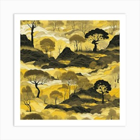 landscape in yellow and black Art Print