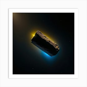 Yellow blue alien artifical asteroid floating in space 4 Art Print