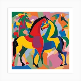 Horses Of The Rainbow Matisse Style Art Print