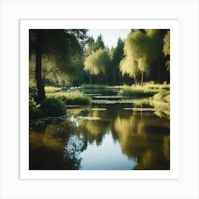 Lily Pond in the forest Art Print