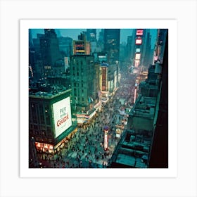 An Aerial View Capturing The Pulsating Energy Of Bustling City Life Dense Clusters Of People Engage (1) Art Print