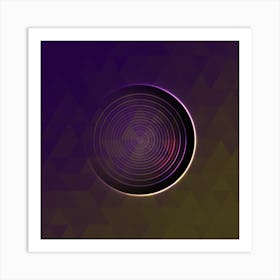 Geometric Neon Glyph on Jewel Tone Triangle Pattern 323 Art Print