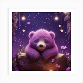 Purple Teddy Bear Art Print