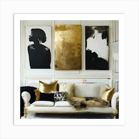 Gold And Black Living Room Art Print