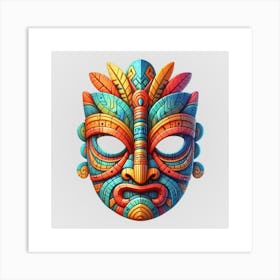 Watercolor Festival Tiki Mask 12 Art Print