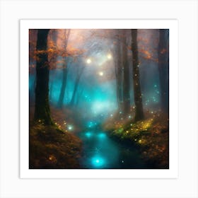 Fireflies In The Forest Art Print