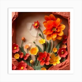 Flowers In A Rock Art Print