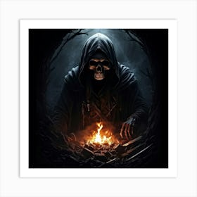 Grim Reapers Skull Plunged Into A Hole Of Bleak Darkness Where Not Even The Dimmest Light Infiltr (3) Art Print