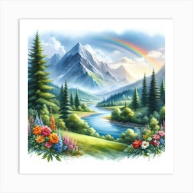 Rainbow In The Mountains 2 Art Print